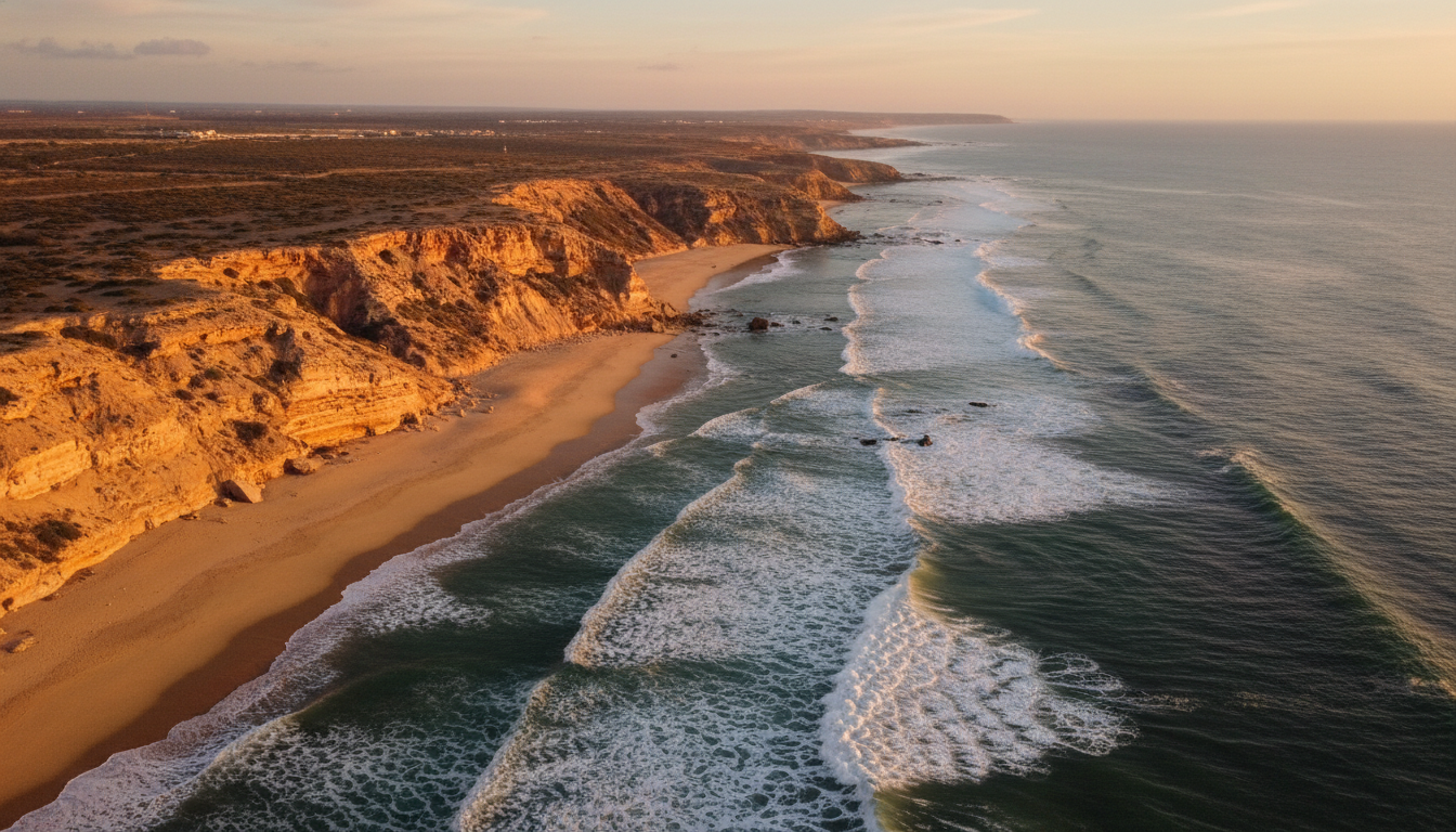 Aerial view of the Mirleft coastline, Morocco